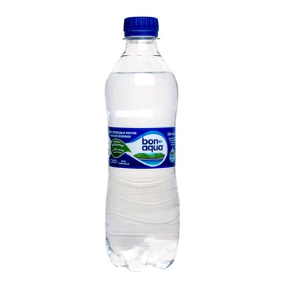 "BonAqua", carbonated, 0.5 liter plastic bottle.