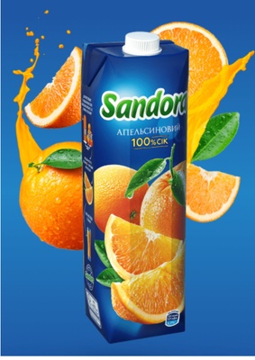 "Сандора", сік натуральний апельсиновий, 1 л