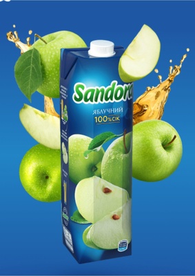 "Сандора", сок натуральный, яблочный, 1 л